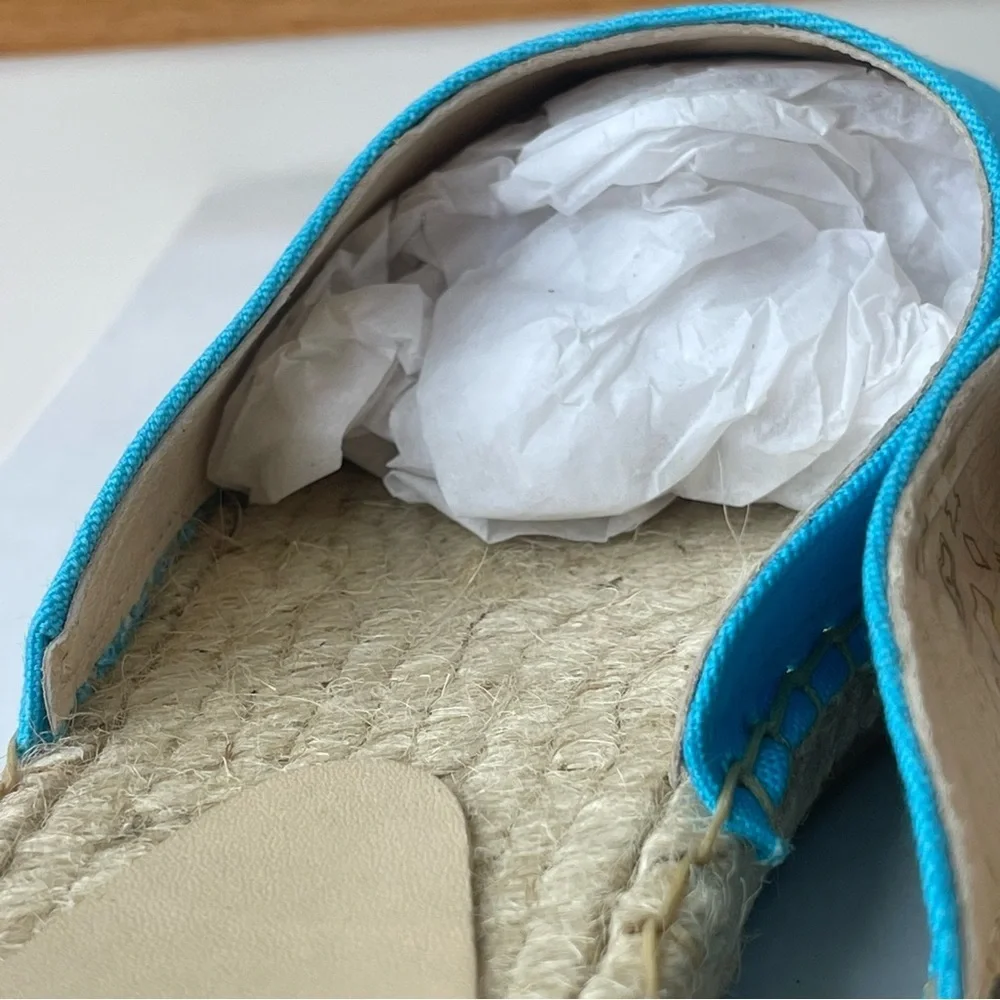 NWT Ganni embroidered espadrilles canvas aqua blue Aquarius starfish slippers